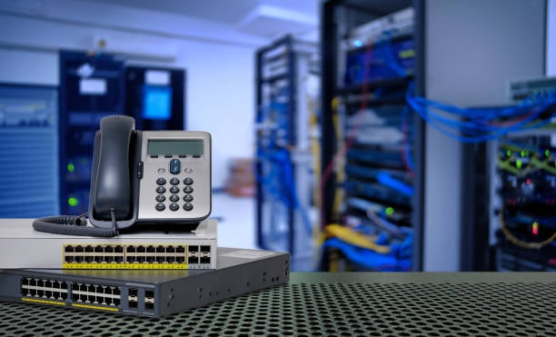 IP phone with network switch in server room